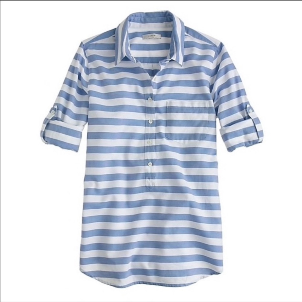 J.Crew Camp Popover Shirt in Bar Stripe